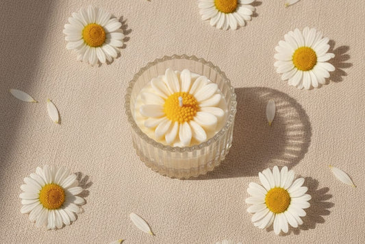 Daisy Bloom Sculpted Votive Candle - Premium Floral Scent & 12 Hour Burn