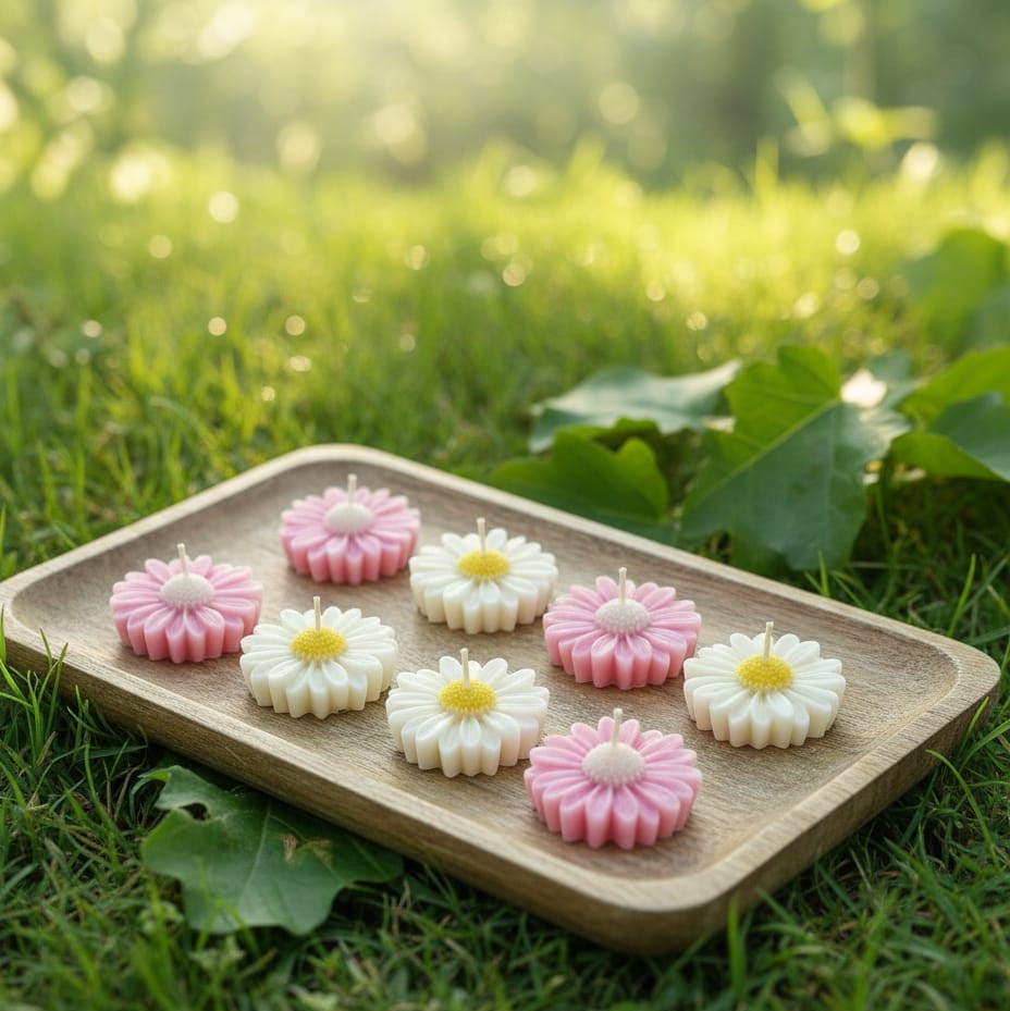 Floating Daisy Candles (Set of 8) - Scented Flower Center piece for Diwali Decor & Gifts