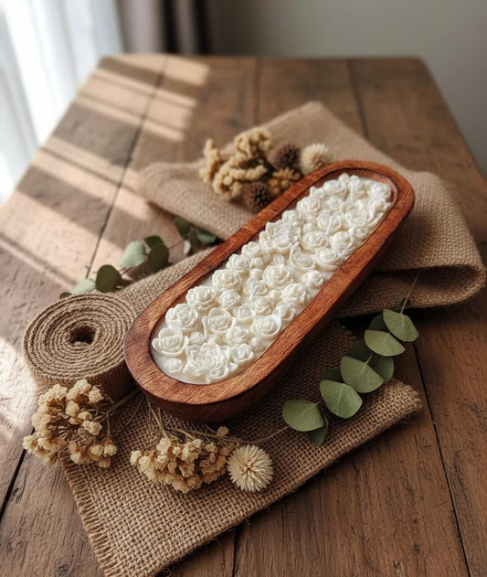 Blossom Layers Wooden Boat Candle