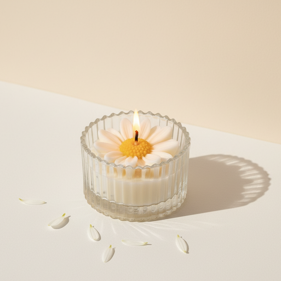 Daisy Bloom Sculpted Votive Candle