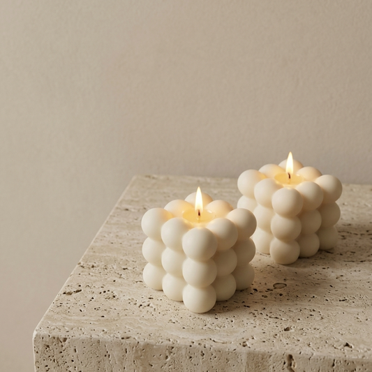 Large Bubble Cube Candle for Aesthetic Home Decor