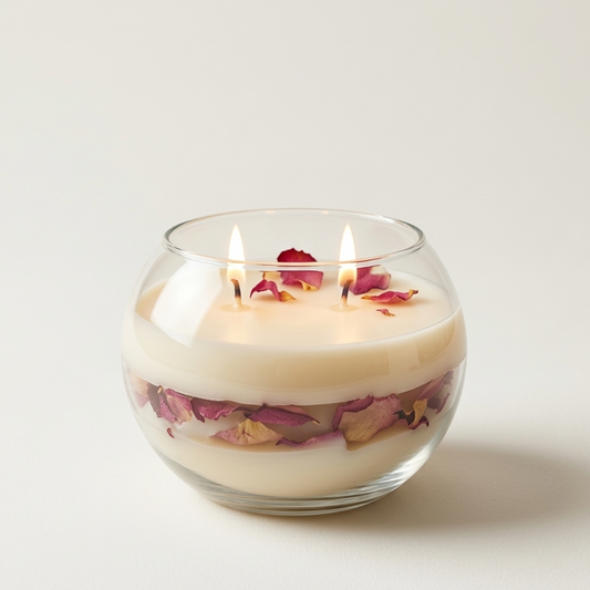 Blossom Layers Candle | Rose Petal Infused Luxury Decorative Candle (45+ Hours Burn)