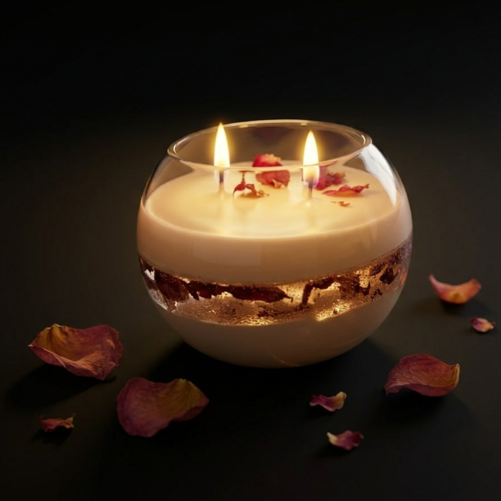 Blossom Layers Candle | Rose Petal Infused Luxury Decorative Candle (45+ Hours Burn)