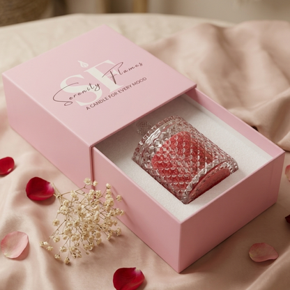 Crimson Rose Crystal Candle | Luxury Handcrafted Scented Decor (45+ Hours Burn)
