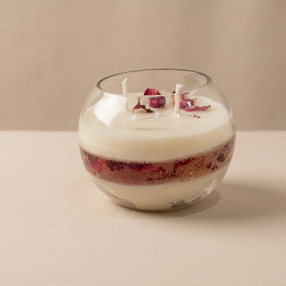 Blossom Layers Candle | Rose Petal Infused Luxury Decorative Candle (45+ Hours Burn)
