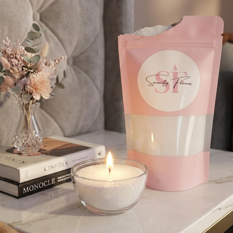 Serenity Flames Sand Wax Candle – 100g (Mini DIY Candle Kit with Wicks & Safety Guide)
