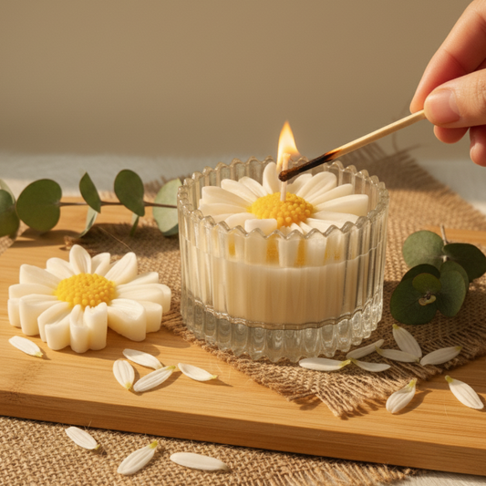 Daisy Bloom Sculpted Votive Candle