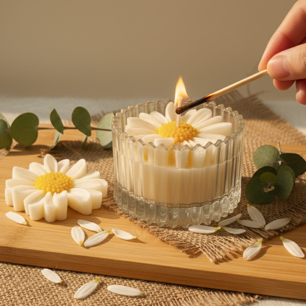 Daisy Bloom Sculpted Votive Candle