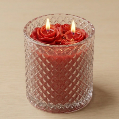Crimson Rose Crystal Candle | Luxury Handcrafted Scented Decor (45+ Hours Burn)