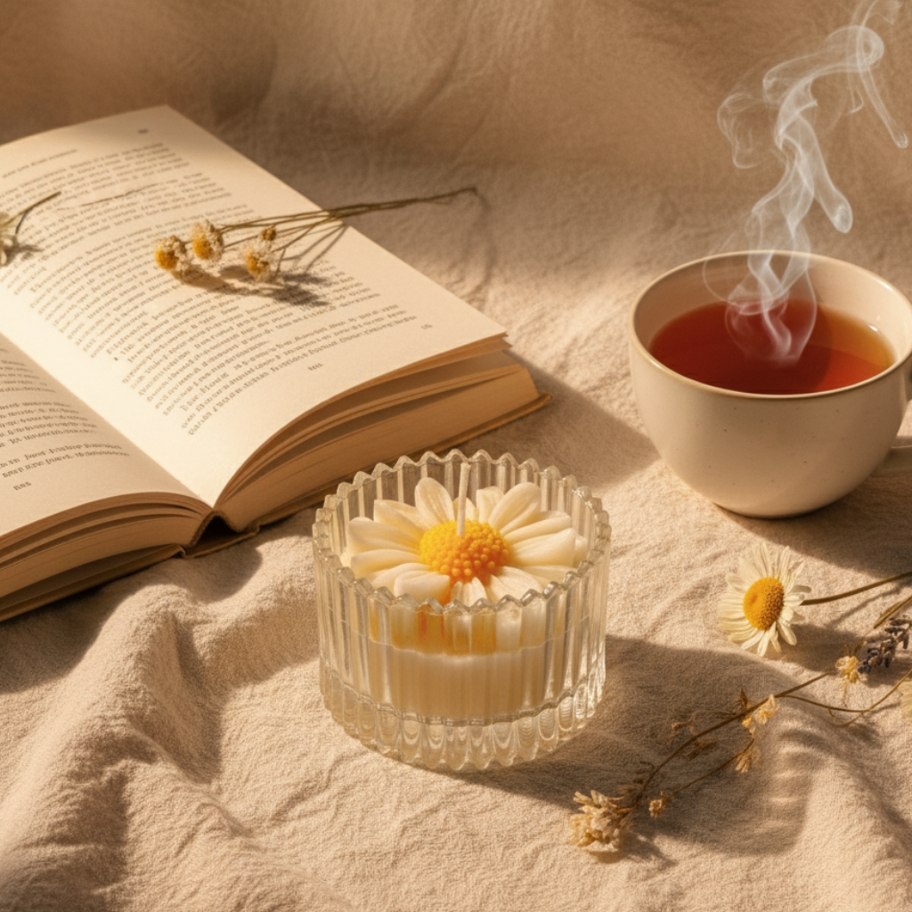 Daisy Bloom Sculpted Votive Candle