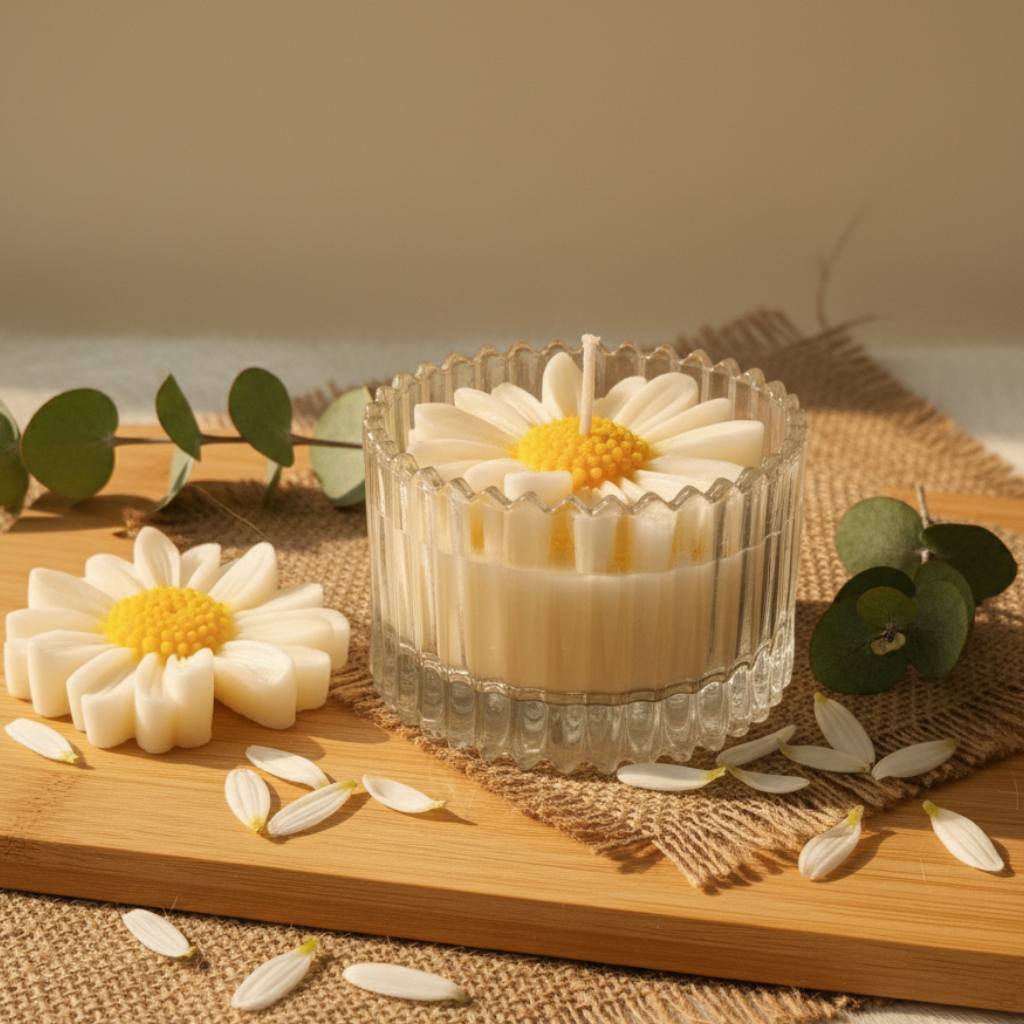 Daisy Bloom Sculpted Votive Candle