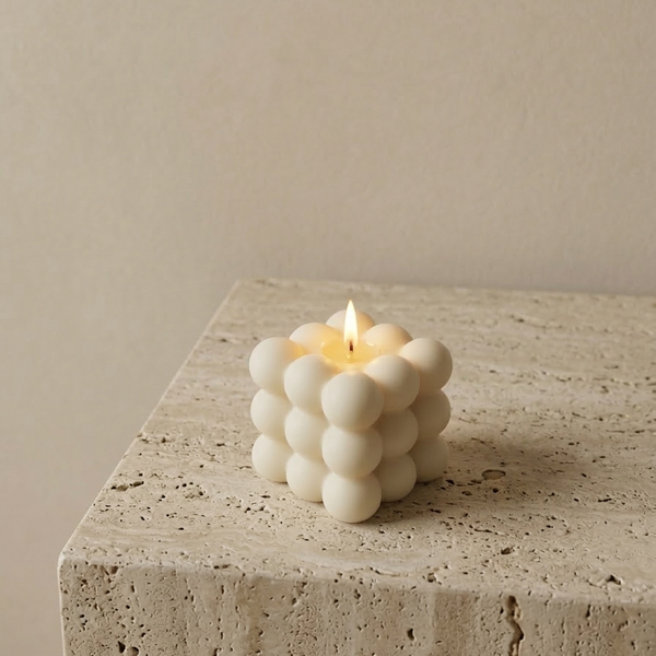 Large Bubble Cube Candle for Aesthetic Home Decor