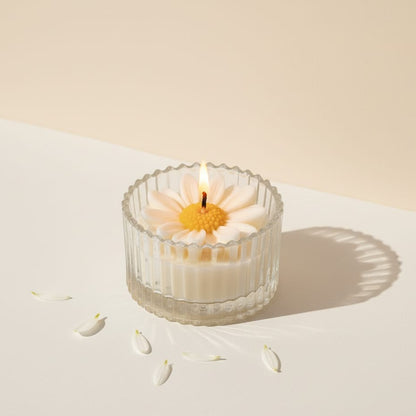Daisy Bloom Sculpted Votive Candle - Premium Floral Scent & 12 Hour Burn