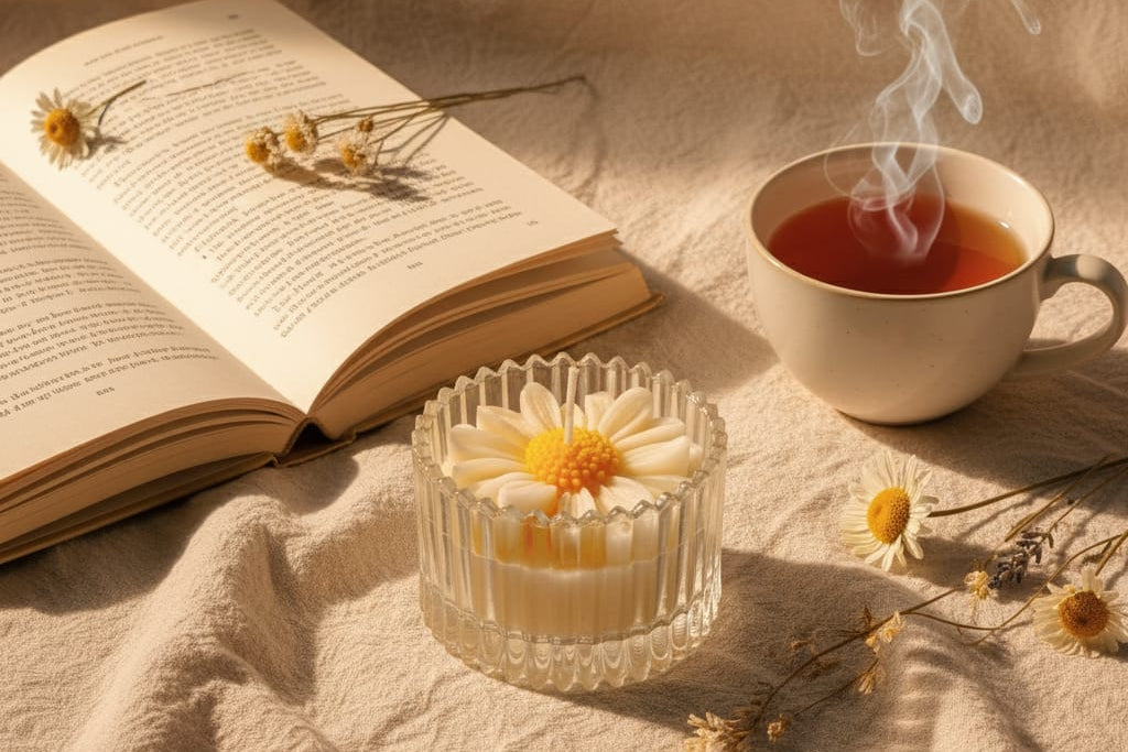 Daisy Bloom Sculpted Votive Candle - Premium Floral Scent & 12 Hour Burn