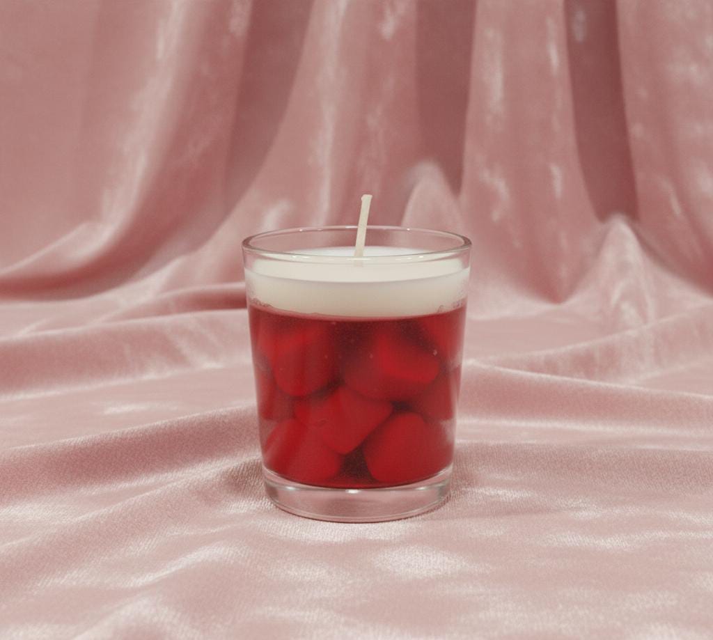 Heart Melts Votive Candle - Premium Rose Scent & 25 Hour Long Burn Time