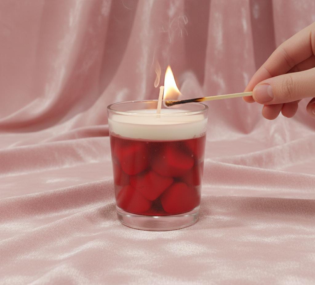 Heart Melts Votive Candle - Premium Rose Scent & 25 Hour Long Burn Time