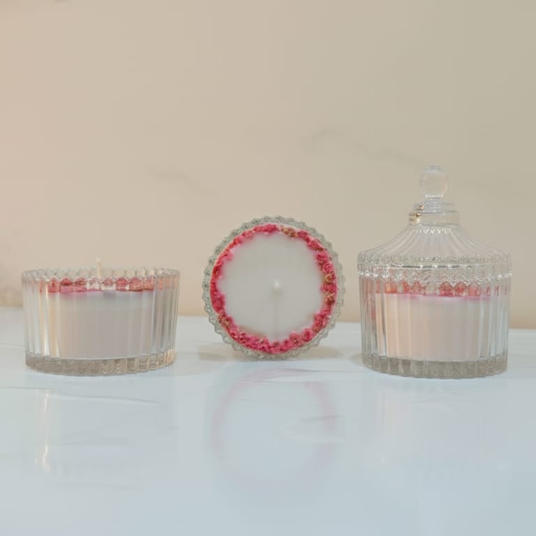 Blush Bloom Candle | Soft Floral Perfume Scented Decorative Candle (10+ Hours Burn)