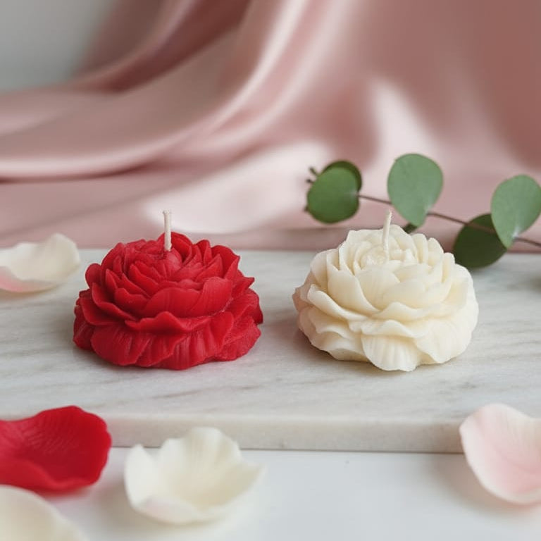 Peony Bloom Candle Set (Pack of 2) | Soft Floral Scented Decorative Candles
