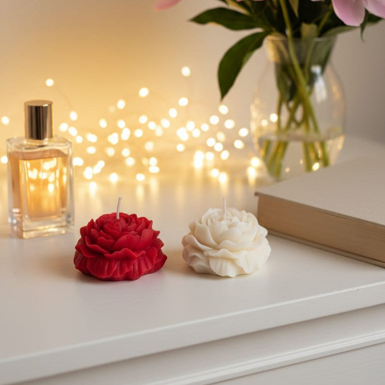 Peony Bloom Candle Set (Pack of 2) | Soft Floral Scented Decorative Candles