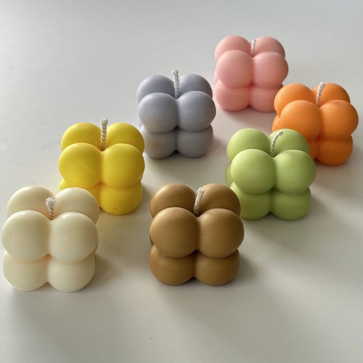 Small Bubble Cube Candle for Aesthetic Room Decor & Gifting