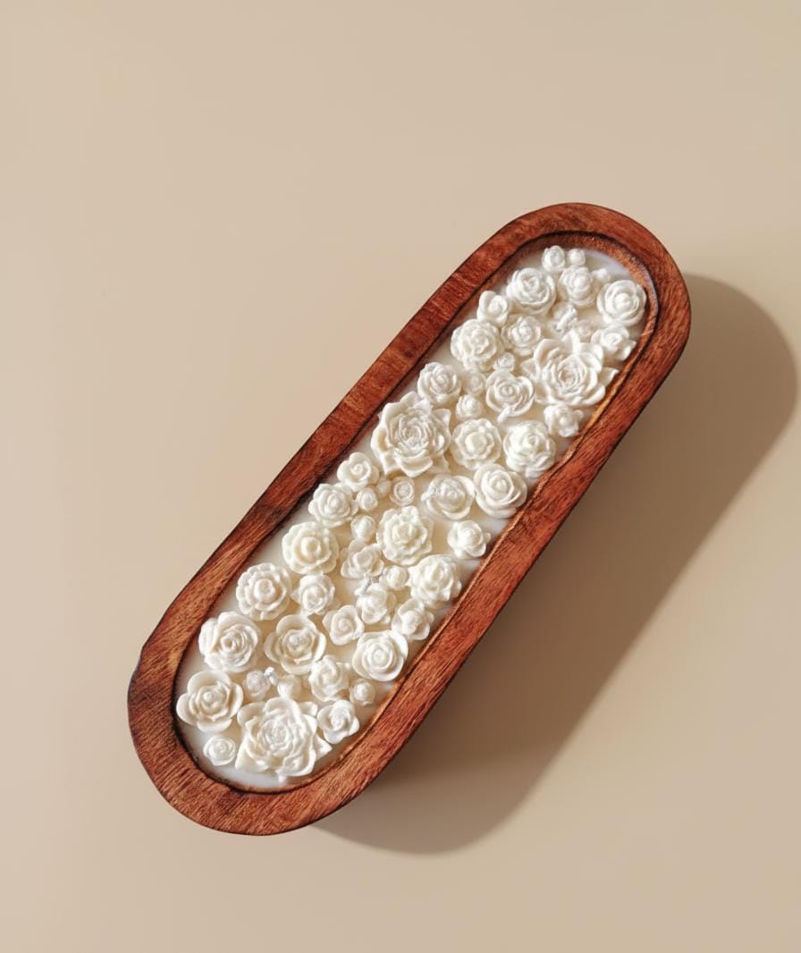 Blossom Layers Wooden Boat Candle