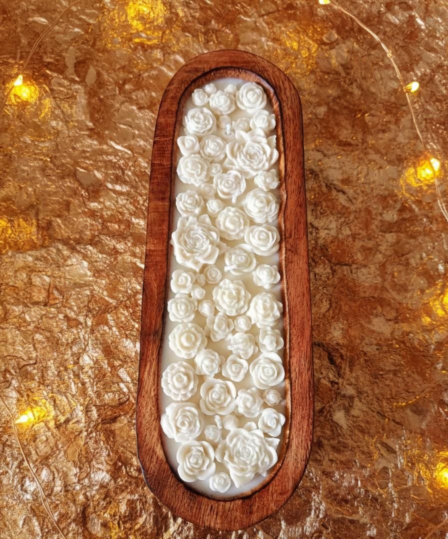 Blossom Layers Wooden Boat Candle