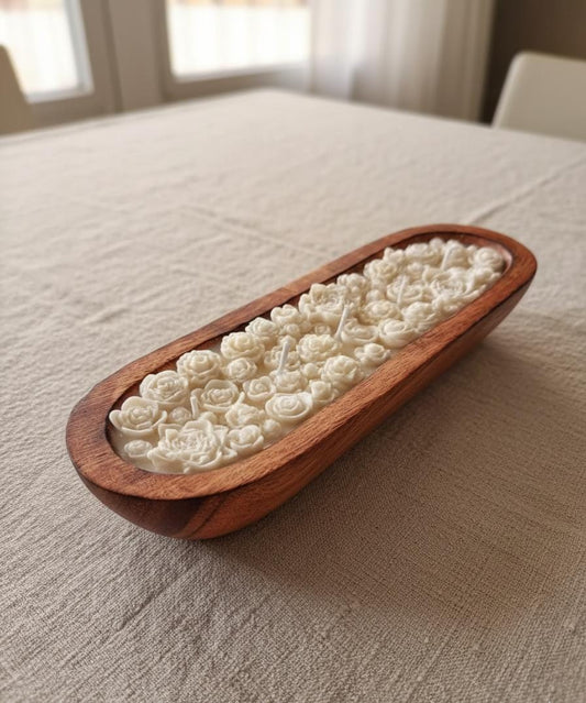 Blossom Layers Wooden Boat Candle