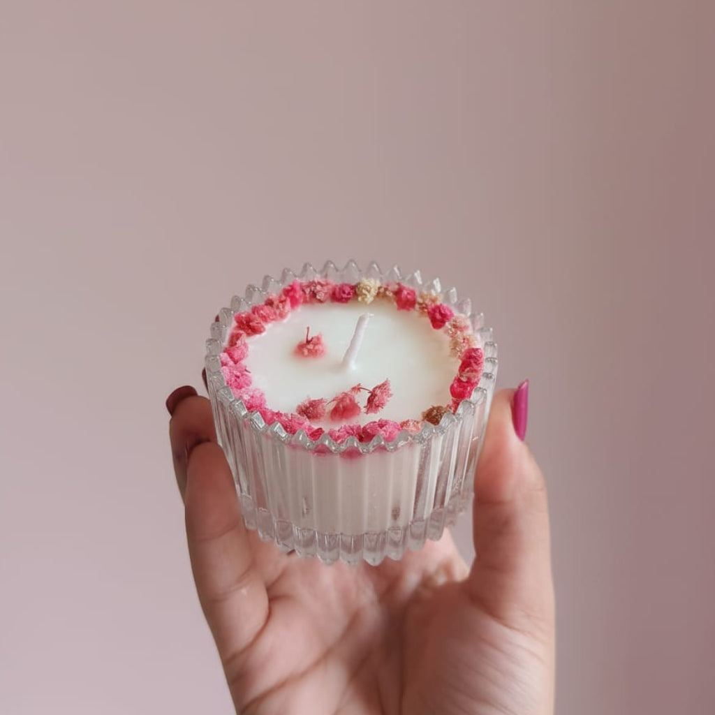 Blush Bloom Candle | Soft Floral Perfume Scented Decorative Candle (10+ Hours Burn)